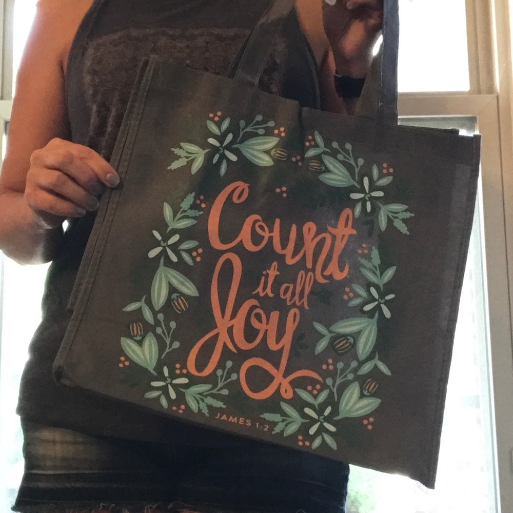 SOLD 2 for $20 Canvas Tote James 1:2 Scripture